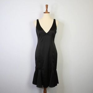 Vintage 90's David Meister Black Satin Dress Size 6